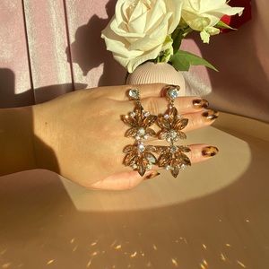 Peach Rhinestone Earrings